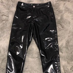 Black vinyl pants